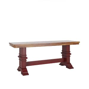 Antique Berry Two-Tone Trestle Leg Wood Dining Bench 47.24 in. W x 14.17 in. D x 18.5 in. H