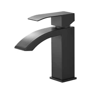 Single Handle Single Hole Bathroom Faucet Spot Resistant in Matte Black