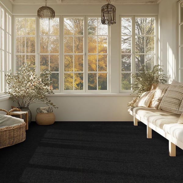 Foss Wide Wale - Ice - Black Commercial/Residential 18 x 18 in