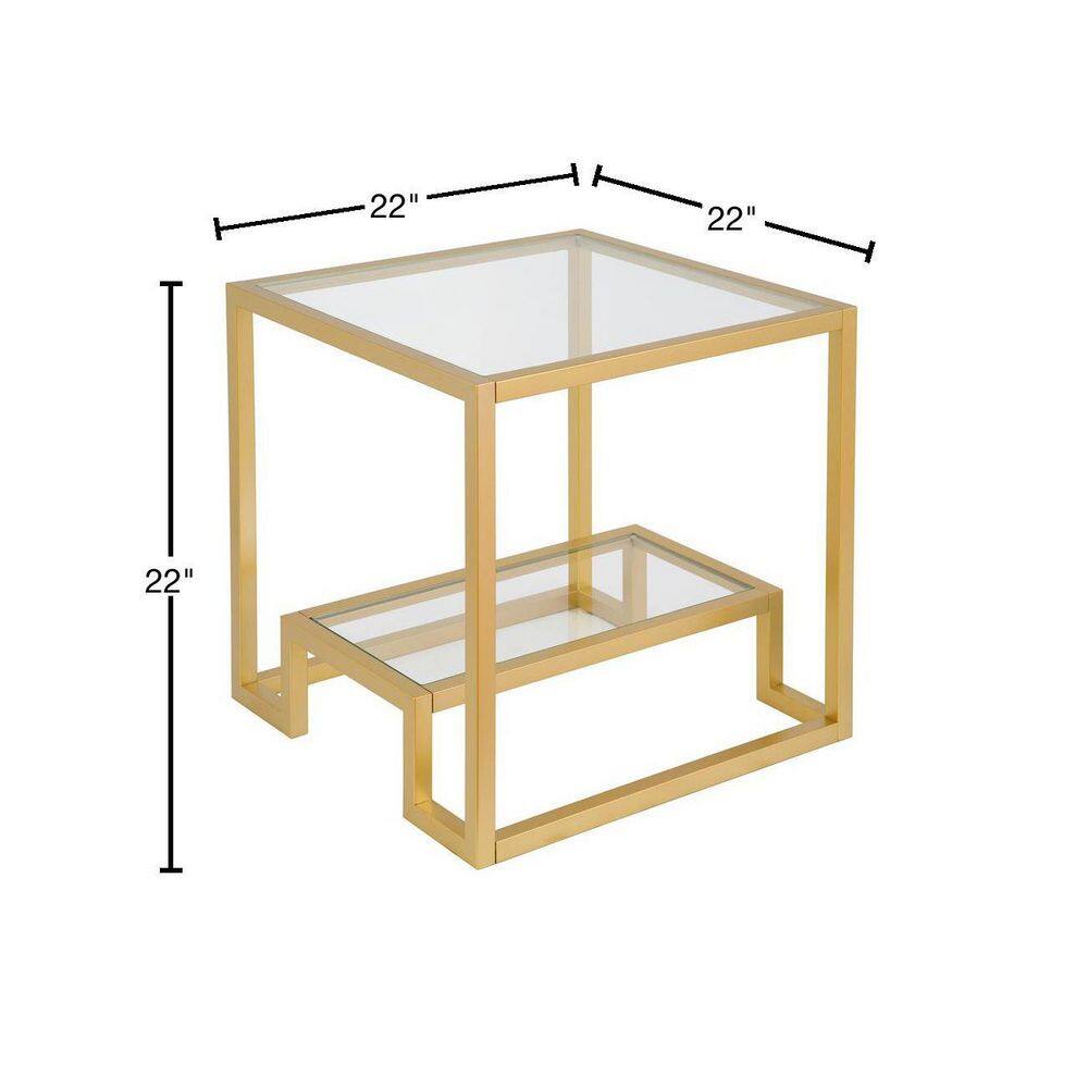 Athena 48" Gold Metal and Glass Rectangular Console Table
