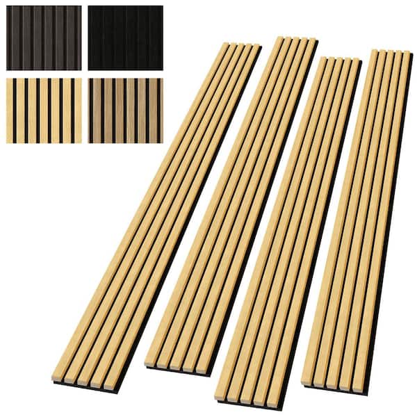4‑Piece 0.79 in. x 96 in. Smoky Walnut01 Wood Slat Acoustic MDF Decorative Wall Panel