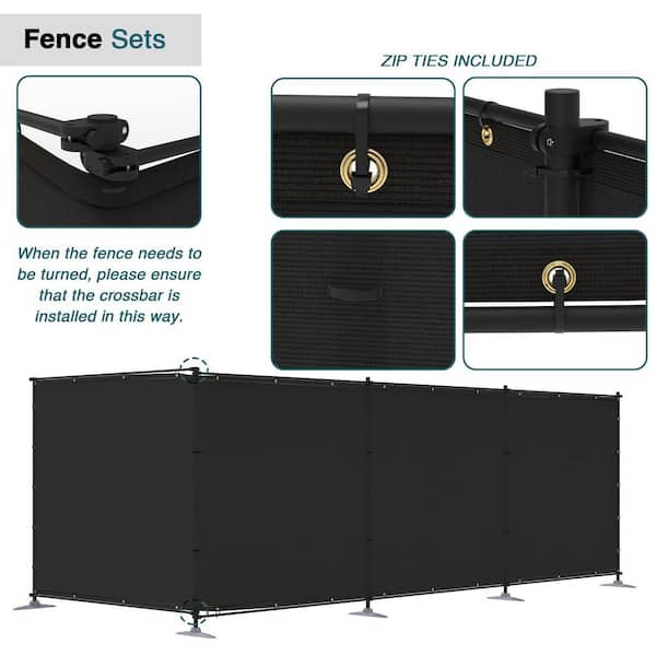 ECOOPTS 5 ft. x 12 ft. HDPE Privacy Fence Screen Set with Poles