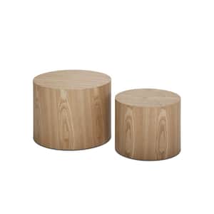 18.90 in. Oak Small Round MDF Coffee Table with 2-Pieces