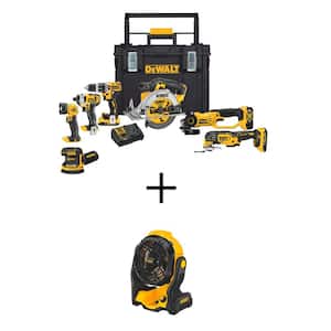 20-Volt Max Cordless Combo Kit (7-Tool) featuring ToughSystem Case with 20-Volt Max Jobsite Fan