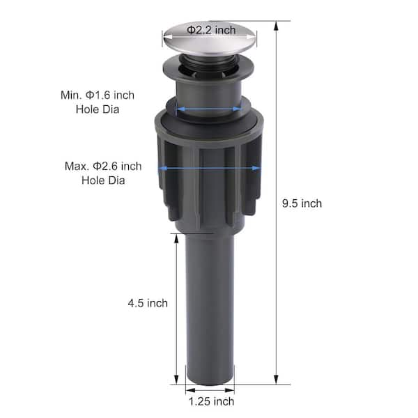 WOWOW Pop Up Drain without Overflow for Bathroom Faucet in