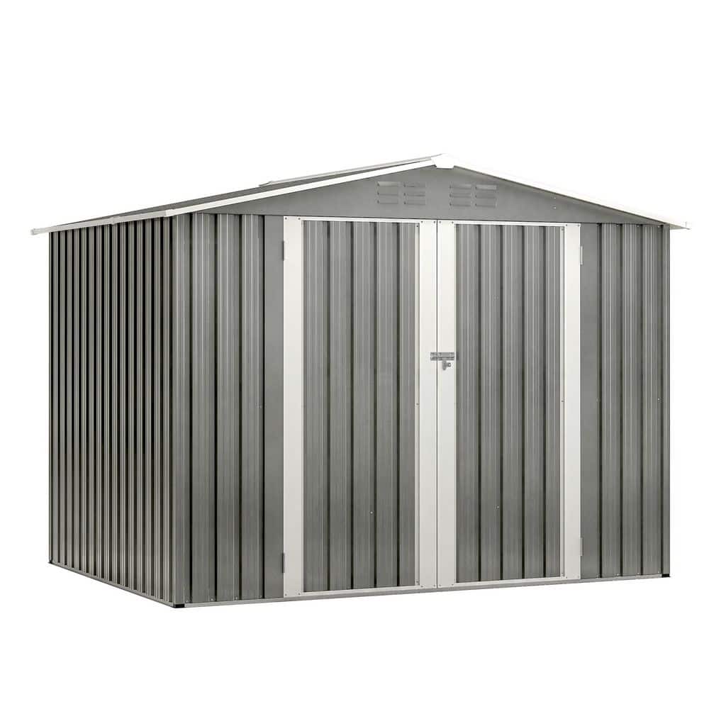 8 ft. x 6 ft. Outdoor Metal Waterproof Garden Tool Storage Sheds with Floor Frame and Lockable Hinged Doors(48 Sq. ft.) price history on PriceWatchPro