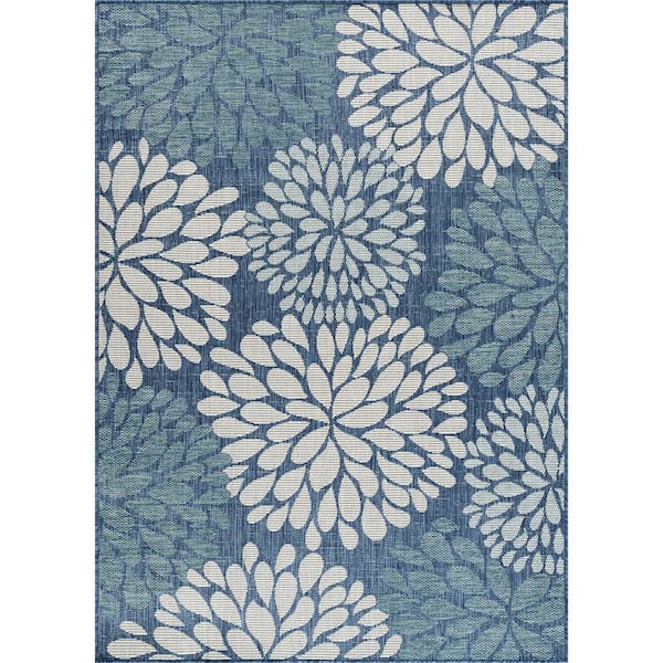 5' X 7' Ivory Or Teal Sea Creatures Indoor Outdoor Area Rug 5' X 7' Ivory Or Teal Sea Creatures Indoor Outdoor Area Rug