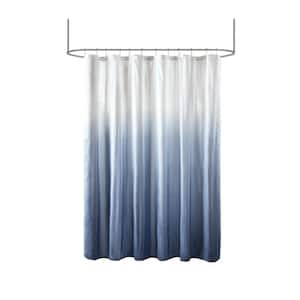 72 in. W x 72 in. L Polyester Ombre Printed Seersucker Shower Curtain in Blue for Showers, Saunas & Tubs