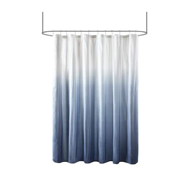 Afoxsos 72 in. W x 72 in. L Polyester Ombre Printed Seersucker Shower Curtain in Blue for Showers, Saunas & Tubs