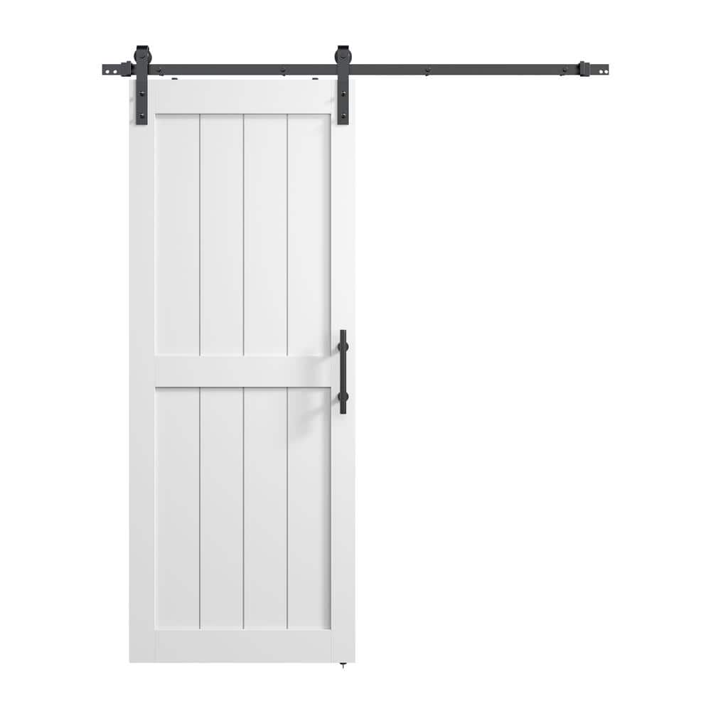 White 32" x 84" MDF Barn Door with Sliding Hardware Kit
