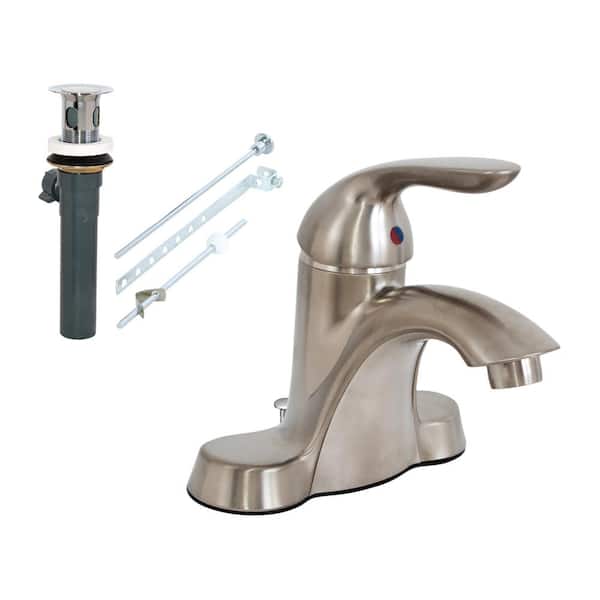 EZ-FLO Tuscany Collection 4 in. Centerset 1-Handle Bathroom Faucet with Pop-Up in Brushed Nickel