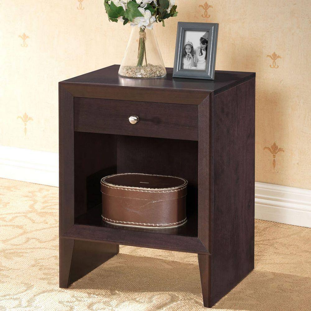 Leelanau 15" Dark Brown Engineered Wood Modern Nightstand