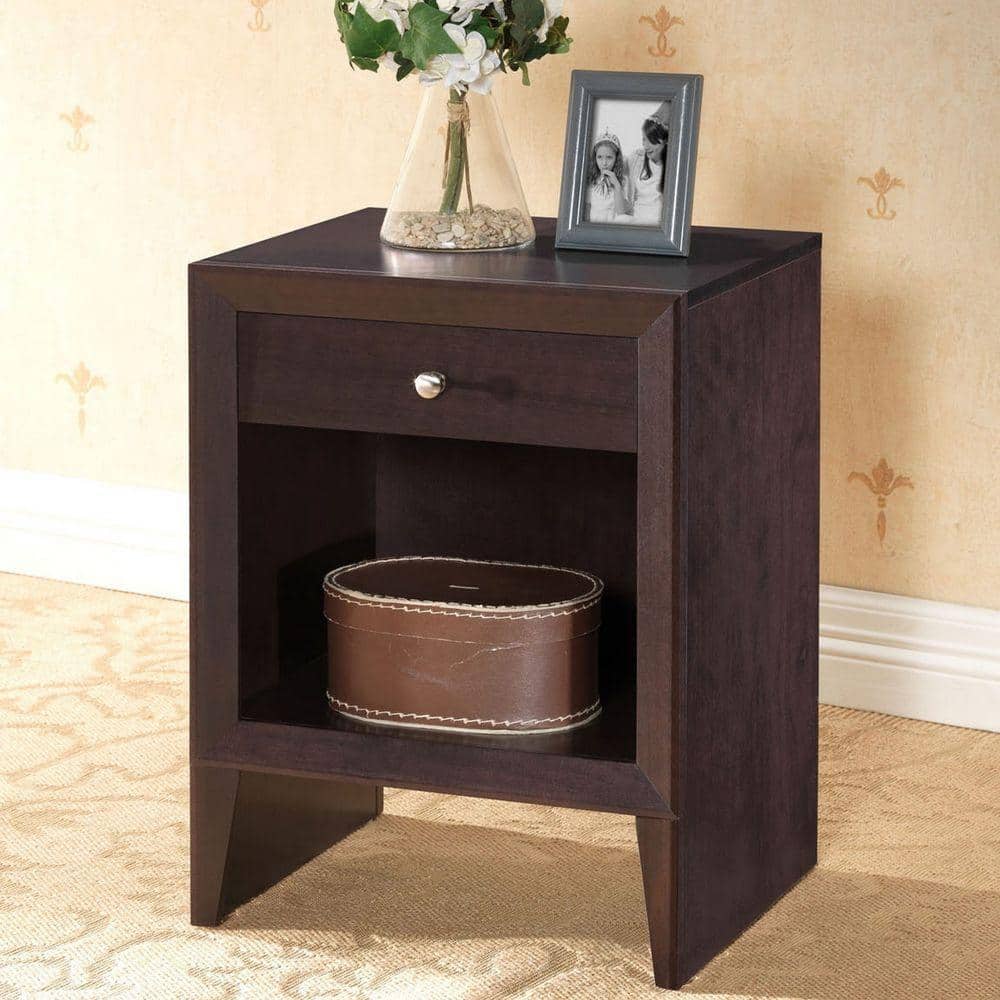 Leelanau 15" Dark Brown Engineered Wood Modern Nightstand
