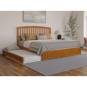Lucia Light Toffee Natural Bronze Solid Wood Frame King Platform Bed Panel Footboard Twin XL Trundle