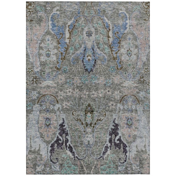 Chantille Machine Washable Indoor/Outdoor Abstract ACN1932 Pewter 8 ft. x 10 ft. Area Rug