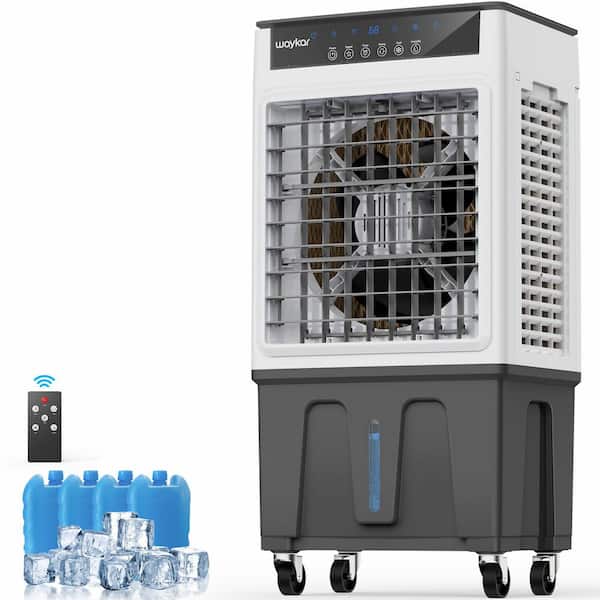 Gray 3450 CFM 3-Speed Portable Evaporative Cooler for 950 sq. ft. with Touch Panel and Remote Control for Garage, Yard