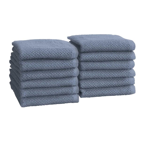 Chambray Blue 12-Pack Cotton Quick-Dry Washcloth Set