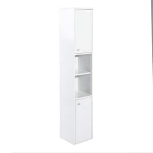11.9 in. W x 11.9 in. D x 63 in. H White Linen Cabinet with 6-Shelves and 2-Doors
