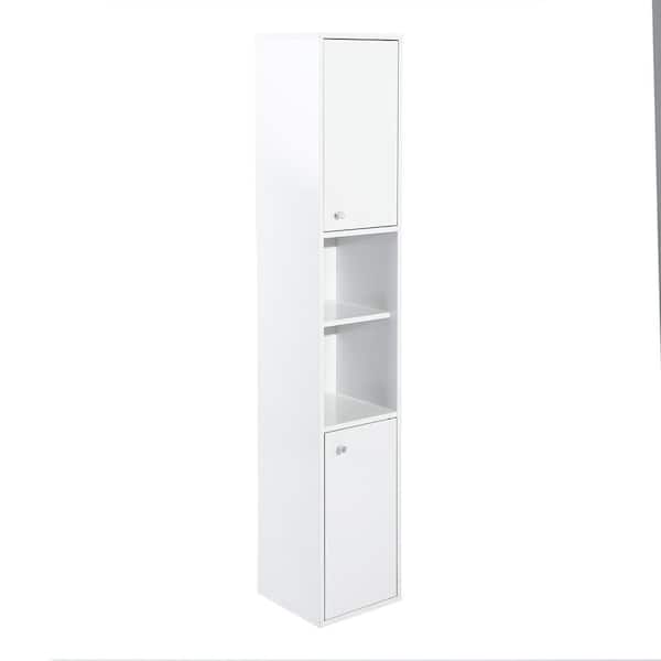 Unbranded 11.9 in. W x 11.9 in. D x 63 in. H White Linen Cabinet with 6-Shelves and 2-Doors