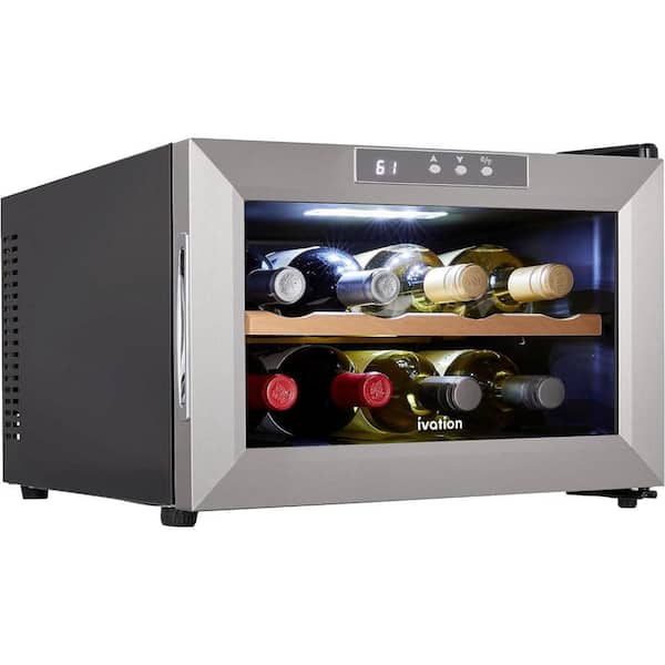 Thermoelectric Wine Cooler/Chiller, Premium 8 Bottle Horizontal Counter Top Freestanding Refrigerator in Stainless Steel