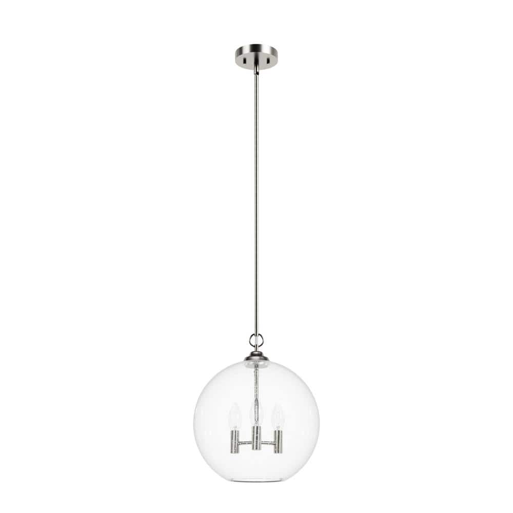 High Oaks Brushed Nickel Globe Pendant Light with Clear Glass Shade