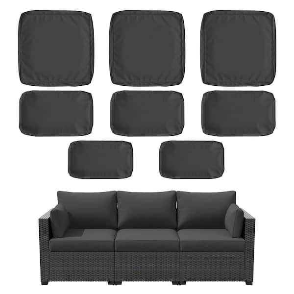 8-Piece 25.6 in. Outdoor Replacement Lounge Cushion Covers Grey