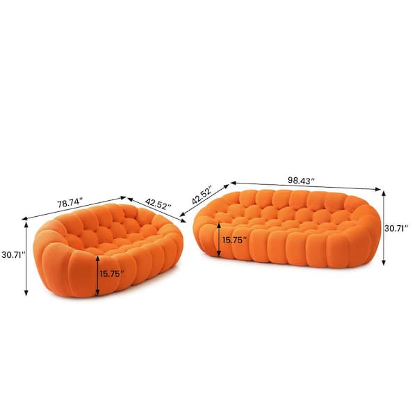 Magic Home Modern (2-Piece) Orange Mesh Fabric Living Room Set
