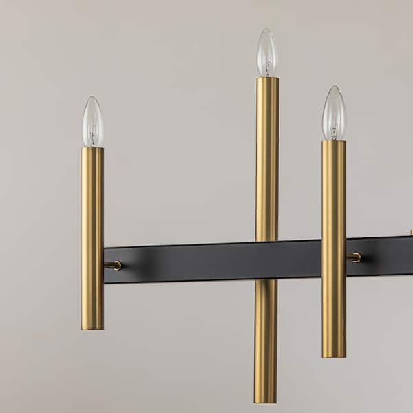 EDISLIVE Axis 8-Light 56 in. Black and Gold Mid-century
