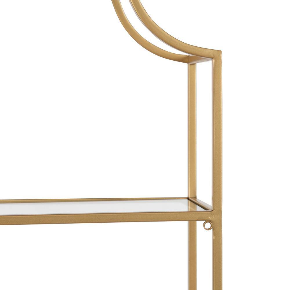 Gold Scalloped Glass Wall Shelf with Four Tiers