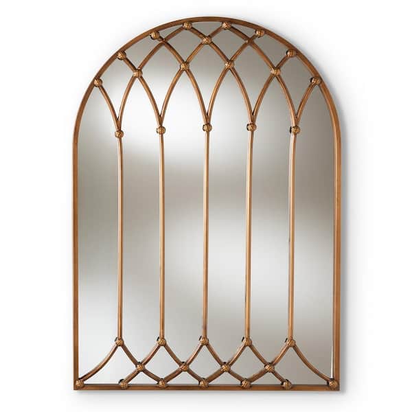 Large Arch Antique Bronze Contemporary Mirror (45.67 in. H x 31.97 in. W)