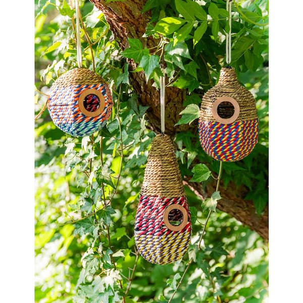 Evergreen Enterprises 10 in. Natural Woven Seagrass Bird House, Set of 3