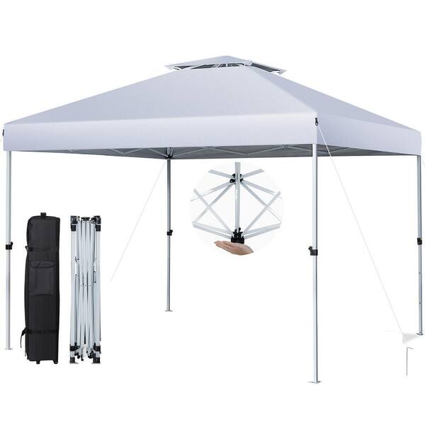 Gymax 2-Tier 10 ft. x 10 ft. Pop-Up Canopy Tent Instant Gazebo