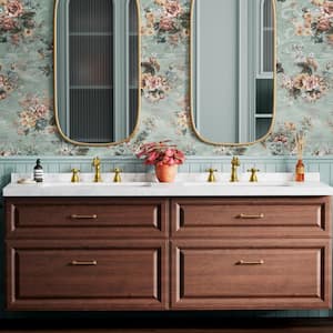 8 in. Widespread Double Handle Bathroom Faucet with Pop Up Drain in Gold