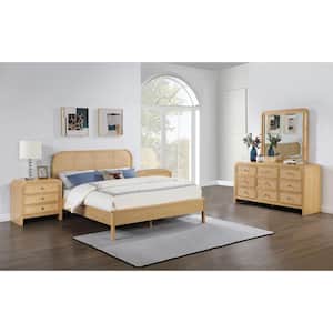 Belmont Rattan Natural Wood Frame King Bedroom Set (5-Piece)