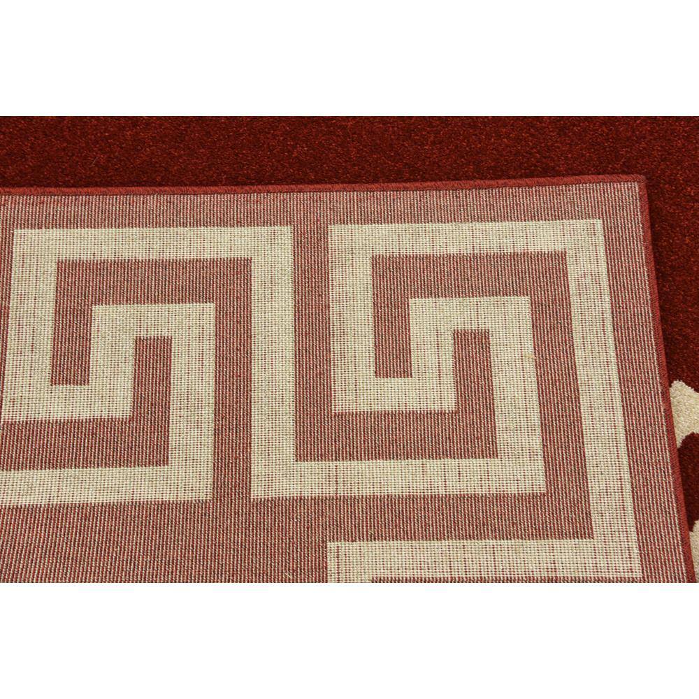 Rectangular Terracotta Geometric Easy Care Synthetic Rug