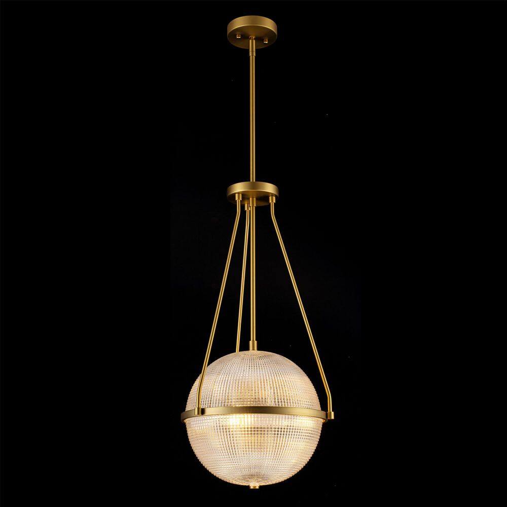 Lena 14.17-in 1-Light Brushed Gold Modern Industrial Pendant Light with Clear Grid Glass Globe Shade price history on PriceWatchPro