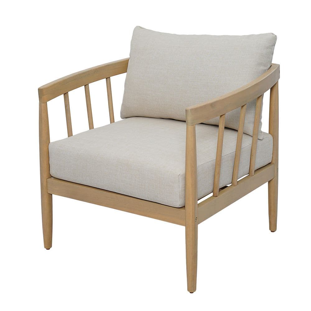 Birdella Teak Solid Wood Outdoor Lounge Chair with Beige Cushion price history on PriceWatchPro