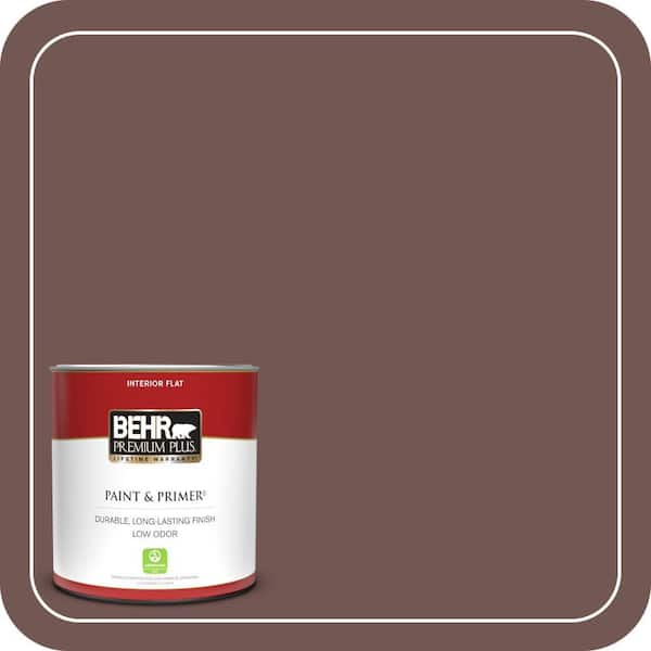 BEHR PREMIUM PLUS 1 qt. #180F-6 Brown Ridge Flat Low Odor Interior Paint & Primer