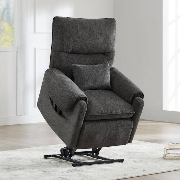 Glenn 30 in. Power Lift Assist Recliner Arm Chair in Steel Gray Chenille