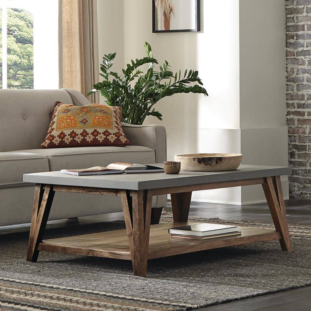 Brookside 48" Wood and Concrete-Coated Coffee Table