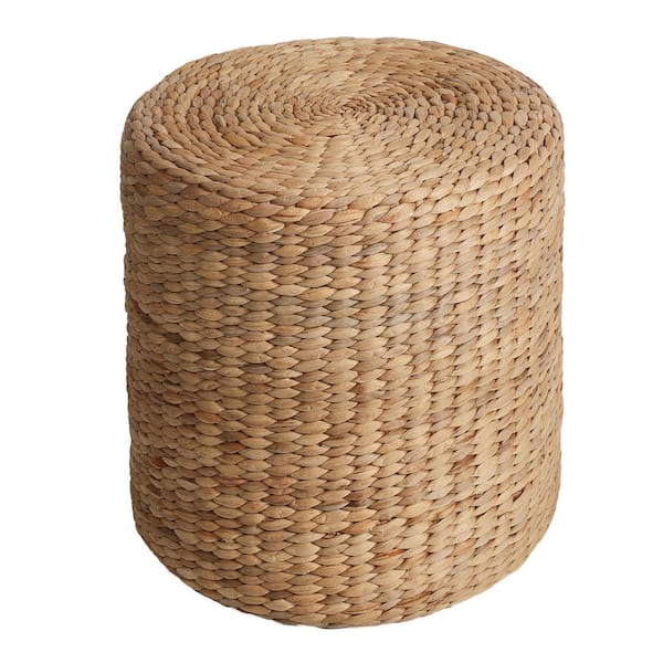 Zoey 18.5 in. H Natural Modern Coastal Hand-Woven Hyacinth Wicker Stool