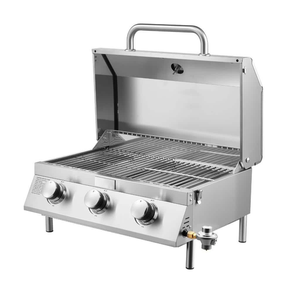 Tabletop Gas Grill 3-Burner, 22,500 BTU Portable Propane Grill, 316 sq. in. with Thermometer & Travel Locks price history on PriceWatchPro