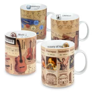 Konitz 4-Piece Assorted Mugs of Knowledge Astronomy, Literature, History of Art, & Music Porcelain Mug Set