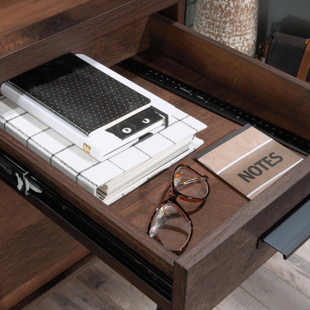 Barrel Oak Executive Desk with Drawers and Keyboard Tray