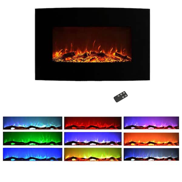 Northwest 36 in. Curved Color Changing Electric Fireplace Wall
