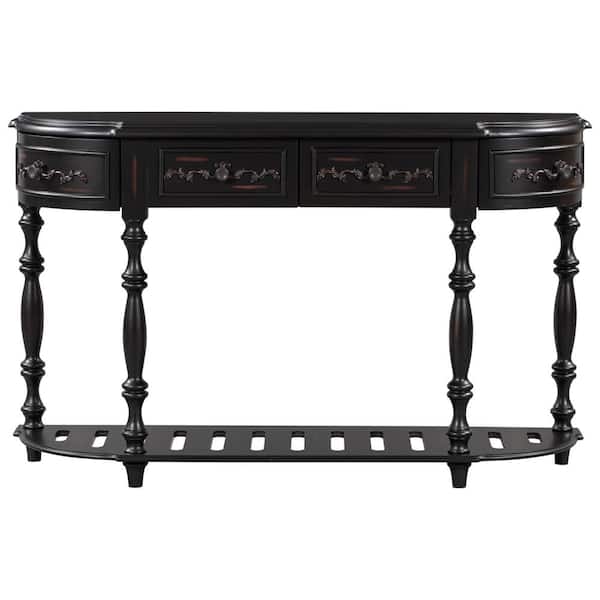Z-joyee Black Wood Storage Accent Chest with 4-Drawers and 1-Shelf