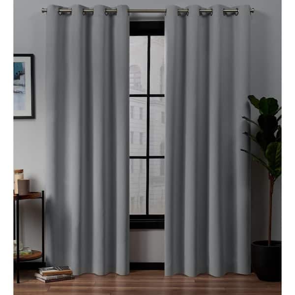 EXCLUSIVE HOME Academy Silver Solid Blackout Grommet Top Curtain, 52 in. W x 96 in. L (Set of 2)