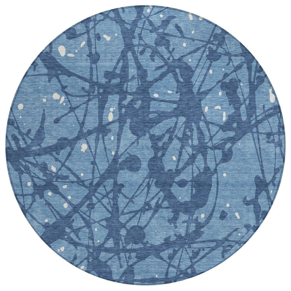 Chantille Machine Washable Indoor/Outdoor Abstract ACN2597 Denim 8 ft. x 8 ft. Round Rug price history on PriceWatchPro