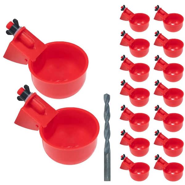 16 Pack Automatic Poultry Water Drinker Set w/ Drill, Durable Plastic&Stainless Steel Spring for Chickens, Ducks, Geese