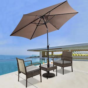 10 ft. Steel Market Tilt Patio Umbrella in Tan with Crank